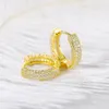 fashion gold plated zircon micro-inset round stud earring hip hop full drill ear buckle