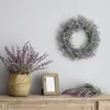 Decorative Flowers & Wreaths Fake Lavender Hanging Wreath Garland For Front Door Christmas Party Wedding Decoration