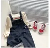 Autumn boys casual solid color denim overalls 1-6 years children cotton soft all-match bib pants 210708