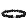 2pcs Natural Stone Beaded Strands Bracelet Set Black Lava White Turquoise Rock Chakra Bracelets Couple Distance Bracelets for Women Hand Chain Nice Gift fit Lovers