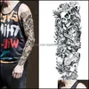 Dövmeler Vücut Sanatı Sağlık Güzellik Su geçirmez Geçici Dövme Çıkartma Göz Saati Kuş Pagoda FL Kol Büyük Boyutu Sahte Flash Sleeve Dövme Erkekler