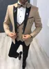 Nouvelle arrivée hommes costumes champagne et noir marié smokings pic revers garçons d'honneur mariage meilleur homme (veste + pantalon + gilet + cravate) D32 x0909