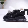 Paris 17FW Triple S Clear Sole Herren Damen Freizeitschuhe Weiß Schwarz Grün Grau Pflaume Rot Rosa Dunkelblau Sport Outdoor Dad Schuh