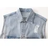 Damesvesten dames vintage Koreaanse denim vest vrouwen 2022 lente herfst splice mouwloze jasje waastcoat korte losse gat Jean tops