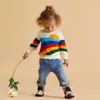 봄과 가을 유행 무지개 인쇄 풀 오버 아기 유아 소년 탑스 스웨터 어린이 옷 210528