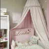 Bomull Baby Room Decoration Balls Mosquito Net Kids Bed Curtain Canopy Round Crib Netting Tent POGGE PROPS Baldachin 245cm