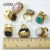 6 pièces couleur or druzy chat yeux pierre or strass anneaux réglables fête bijoux mode pour fille cadeau 8090