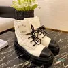 2021 Ultime donne Designer Boots Ankle Mar Tin e Nylon Military Style 100% Leather Thick Inverno Tacchi alti