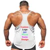 DIY Bodybuilding Stringer Tank Top Po Naam Design Zomer Fitness Mens Gym Kleding Op maat gemaakte Katoenen Mouwloos Shirt 210623