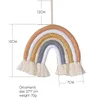 Macrame Rainbow Hängande prydnad DIY Rope Handgjord vävd Väggdekoration för Baby Girls Room Home Nursery Decorative Objects Figurines