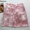 Neploe Mujeres Faldas Mini Cintura Alta Delgada Línea A Jupe Verano Moda Coreana Tie-dye Saia Wild Bodycon Faldas Mujer 210422