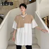 IEFB Summer Oversized T-shirt For Men Contrast Color Patchwork Round Neck Loose Men's Short Sleeve T-shirts Tee 9Y7719 210524