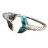 Abalone Shell och Mermaid Tail Bangle Armband Justerbar öppen handkedja för kvinnor Tjejer ll @ 17 Q0717