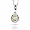GIGAJEWE 1.0ct 6.5mm Champagne Pendant Round 18K White Gold Plated 925 Silver Necklace Moissanite Lotus Shape GMSN-013