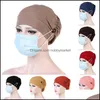 Beanie / SKL Caps hattar hattar, halsdukar Handskar Mode Aessories Bomull Hijab Muslim Turban Hat Solid Islamic Underscarf Bonnet Ladies Headband