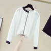 Koreański Z Długim Rękawem Kobiet Koszula Office Lady Styl Szyfonowa Bluzka Slim Stand Collar White Fashion Women 11174 210508