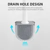 Mini Toilet Brush Flexible Bowl Brushes Cleaner Head with Silicone Bristles Wall Mounted Holder for Bathroom Cleaning Accessories