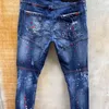 Rabatterade produkter DSQ Märke ITALIEN MENS JEANS Byxor Män Slim Denim Trousers Blue Hole Pencil Byxor för män T120 210716