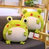 35cm Emotional Green Frog Peluche Toy Down Coton Farci Squishy Animal Fonctionnel Oreiller Flanelle Couverture Mains Chaud Cadeau 210724