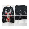 Women Winter Christmas Sweater Deer Snow Knitted Year Vintage Patchwork Pullover Warm Thick Jumpers Tops 210428