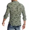 Koszule ptaków Mężczyźni Z Długim Rękawem Casual Stand Collar Mężczyzna Koszula Wiosna Jesień Biznes Work Chemise Homme Print Dress Camisas 210524