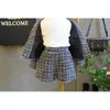 Mädchen Sets Kinder Kleidung Herbst Winter Plaid Koreanische Student Anzug Strickjacke Pullover + Shorts 2 stücke Kinder Outfits 210625