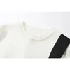 Bownot Sweater Kvinnor Långärmad Kontrast Färg Pullover Crop Knitwear Stylish Chic Elegant CrewNeck Ulzzang Stickade Toppar 210515