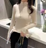 Fall Slim Turtleneck Women Sweater Thicken Solid Winter Bottoming Pullover Tops with Zip Clothes 10553 210512