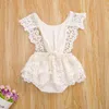 3M-3Y Księżniczka Born Infant Baby Girls Romper Koronki Ruffles Tutu Kombinezon Kostiumy Urodzinowe Cute Girl Odzież 211101