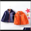 Kurtki Odzież Dziecko Dzieci Drop Dostawa 2021 Chłopcy i Dziewczyny Topy Doublesed Stand Collar Jacket Winter Children Wear Baby Overwea