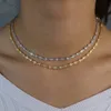 Delicata collana Ollarbone CZ colore argento WeddinG EnGaGement regalo nuziale TenniS Cz Station catena chocker gioielli