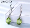 Mode S925 Sterling Silver Chandelier Olive Green Topaz Gemstone Drop Shaped Long Earrings Exquisite Temperament Jewelry8810753