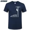 İnsanın Evrimi Lineman T Gömlek Doğum Günü Hediyesi Elektrikçi Baba Baba Kocası O-Boyun Kısa Kollu Pamuk Erkekler T-Shirt 210409