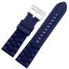 Titta på band Dark Blue Black Watchband Strap 20mm 22mm 23mm gummiarmband Bältesvattentät mjukt mätare för varumärkesmän Watches6125058
