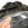 Virgin Human Hair 0.06mm سوبر رقيقة الجلد المتوسطة الكثافة الأسهم نظام التأشف للرجال آلة كامل صنع شعر مستعار الرجال