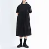 [Eam] Kvinnor Vit Kort Temperament Klänning Rund Neck Half Lantern Sleeve Loose Fit Fashion Spring Summer 1T654 21512