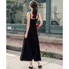 Retro Spaghetti Strap Split Sexy Abito lungo Donna Backless Senza maniche Estate Maxi abito allentato Spiaggia Abiti estivi Casual VNeck 210412