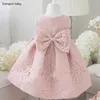 Summer Princess Baby Girls Sukienka Baptism Christmas Wedding Page Cardler Girl Clothing Belt Infant Party Dresses Girls Dress Q0716