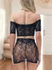 Sexy lingerie sets hot women top and Shorts set black mesh Elastic underwear sex costumes intimates pajamas nightgown slips