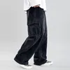 Men's Day Relaxed Hip Hop Straight Leg Logo Street Lazy Cargo Pants Harbor Corduroy