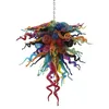 Modern Lamps Multi Colored Led Pendant Lighting Colorful Blown Glass Chandelier Lights Long Chain Hanging Lamp Art Decor Home Indoor Light 40 Inches High