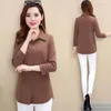Chic Solid polo collar shirt women fashion elegant slim plus size 5XL long sleeve blouse female Mom casual spring tops 220307