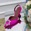 Rhinestone Cup High Heels Shoes 2021 Summer Stiletto Crystal Sun Flower Pointed Toe Female Sandals Pumps Wedding Dress
