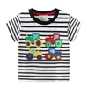 Jumping Meters Summer Cotton Boys Tees Tops With Cars Applique Baby Stripe T shirts Embroidery Kids Clothing 210529