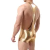 Unterhose Männer Faux Leder PU Sexy Unterhemd Jockstrap Wrestling Singlet Boxer Jumpsuit Hosenträger Unterwäsche Riemen Bodysuit Trotard