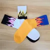 5 paires hommes mode Hip Hop Hit couleur sur feu équipage chaussettes rouge flamme Blaze puissance torche chaud chaleur rue Skateboard coton