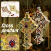 Décorations de Noël 2pcs Croix Décorative Ornements Joyeux Noël DIY Arbre Suspendu Pendentif Dimening Verre Intérieur Navidad Année Fête