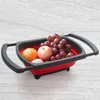 Fruit Vegetable Collapsible Colander Eco-friendly Foldable Kitchen Strainer Folding Drain Baskets With Retractable Handles 210626