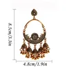 Boho Ethnic Big Carved Turkish Dangle Earring Handmade Classic Gold Vintage Bell Tassel Earrings For Women Gypsy Jewelry