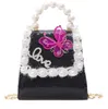 Children Handbag 2021 Mini Girl Princess Messenger Bag Kids Fashion Mesh bow pearl chain Shoulder Change Purse